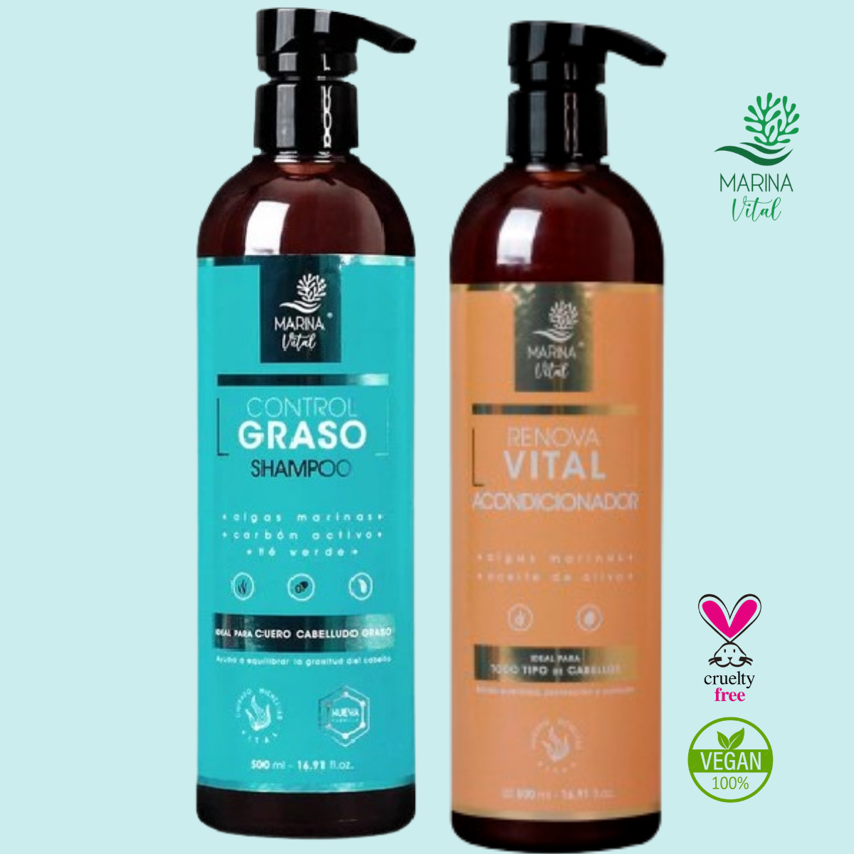 Shampoo Control Graso y Acondicionador Marina Vital