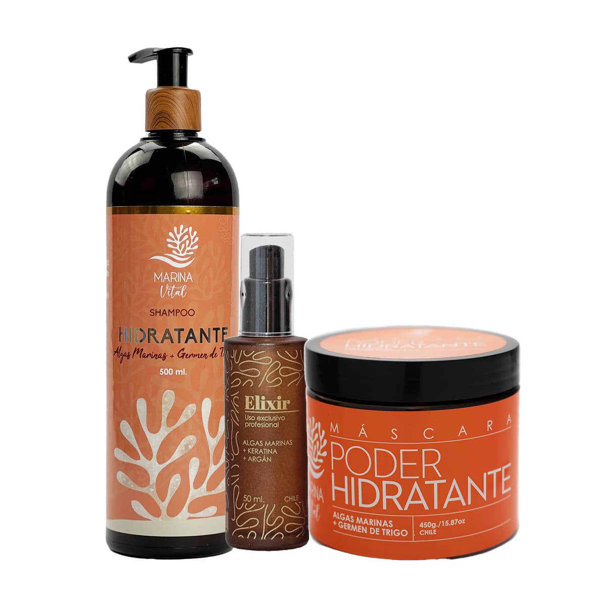 Shampoo Poder Hidratante y Mascara+Serum Marina Vital