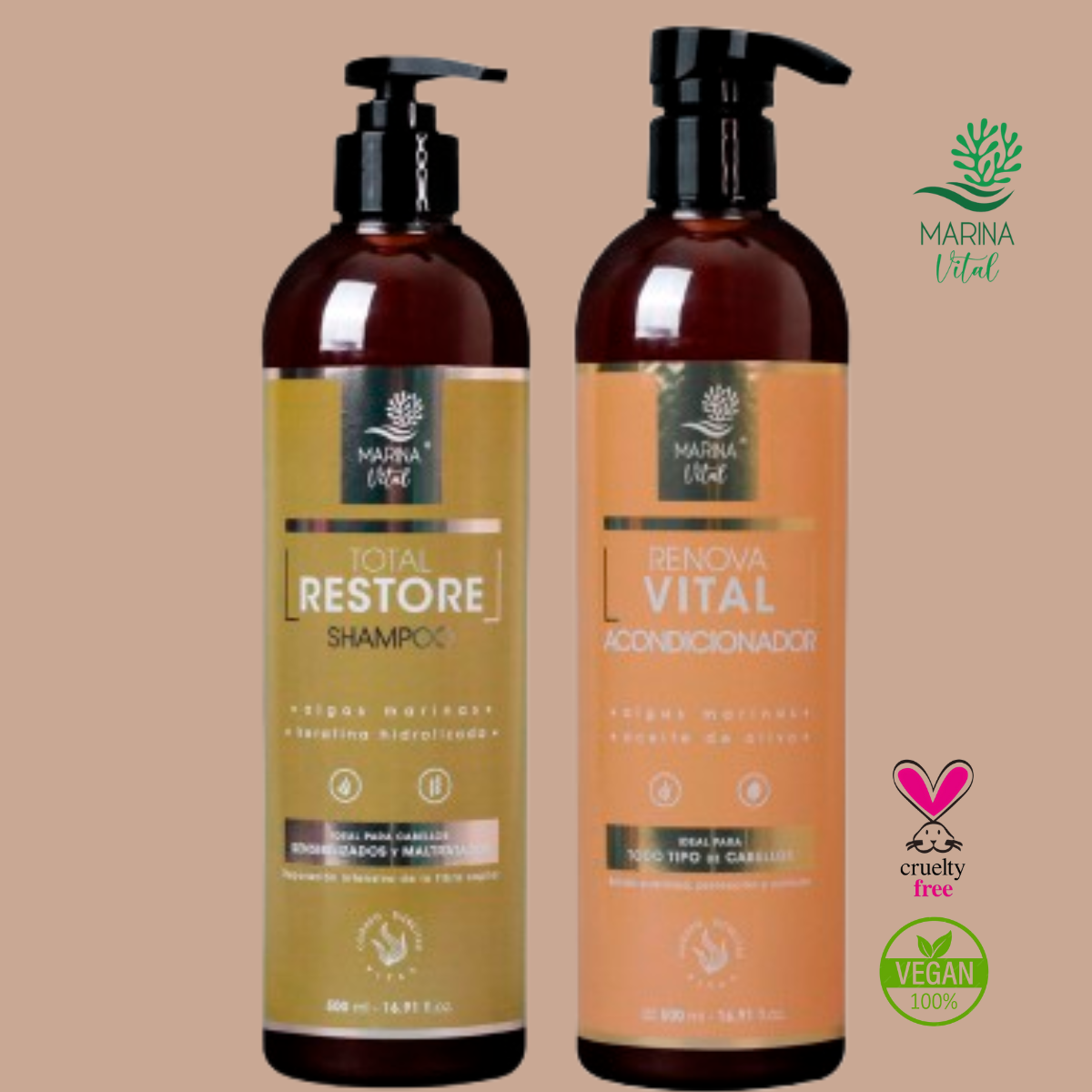 Shampoo Restaurador y Acondicionador 500 Ml Marina Vital