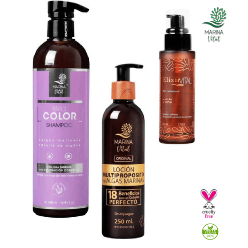 Shampoo Briocolor Locion Multiproposito y Serum Marina Vital