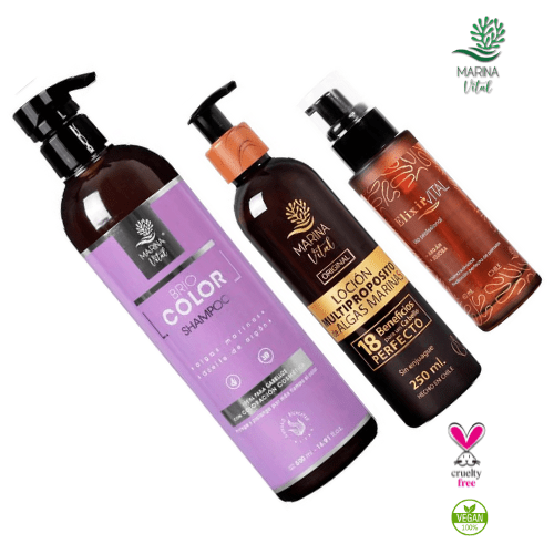 Shampoo Briocolor Locion Multiproposito y Serum Marina Vital