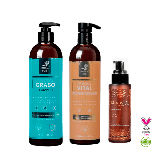 Shampoo Control Graso y Acondicionador +Serum Marina Vital
