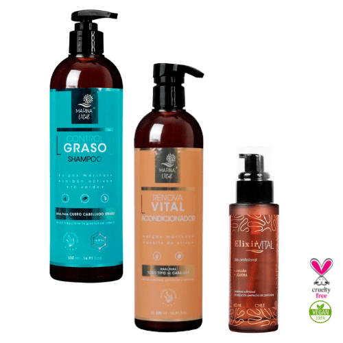 Shampoo Control Graso y Acondicionador +Serum Marina Vital