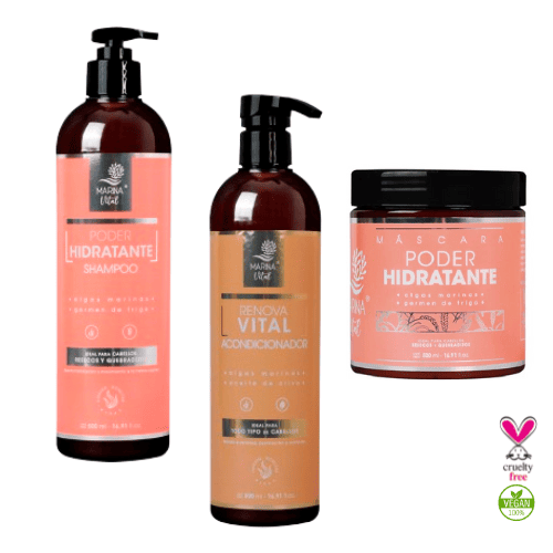 Shampoo y Mascara Poder Hidratante más Acondicionador Marina Vital