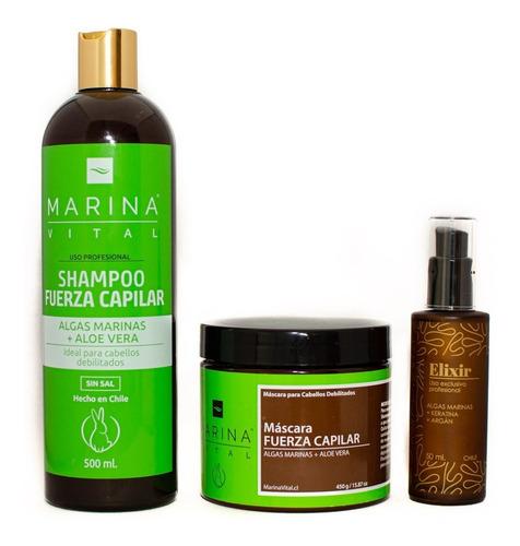 Shampoo, Mascara Fuerza Capilar y Serum Elixir