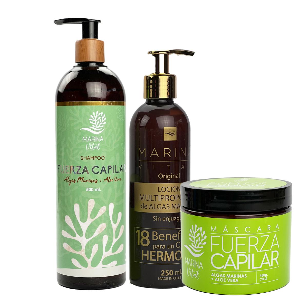 Shampoo, Mascara Fuerza Capilar y Locion Multiproposito