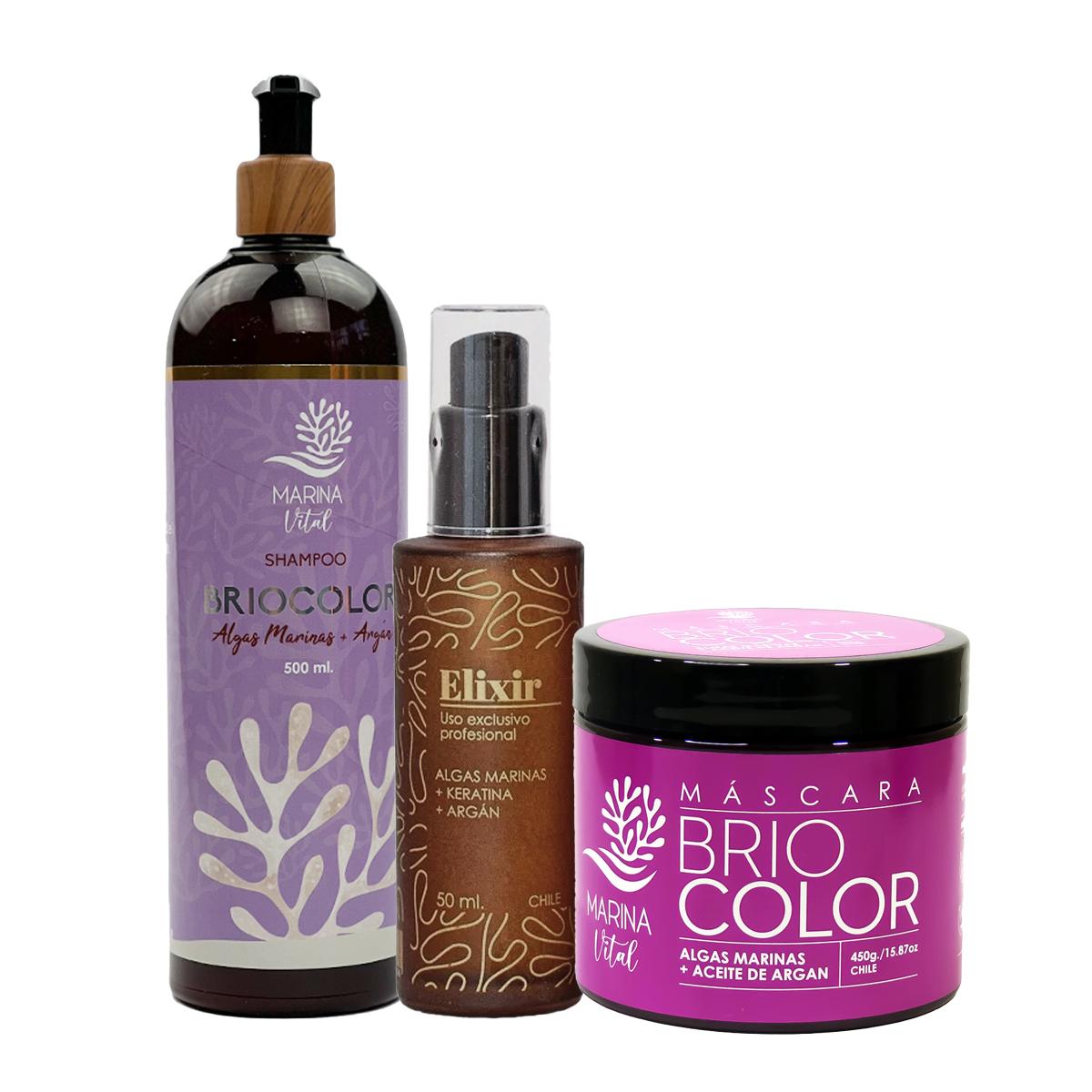 Shampoo, Mascara Briocolor y Serum Elixir