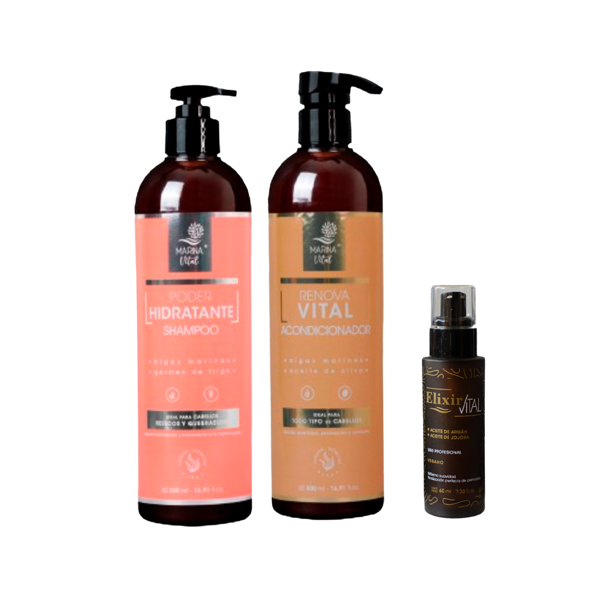 Shampoo Poder Hidratante y Acondicionador +Serum Marina Vital