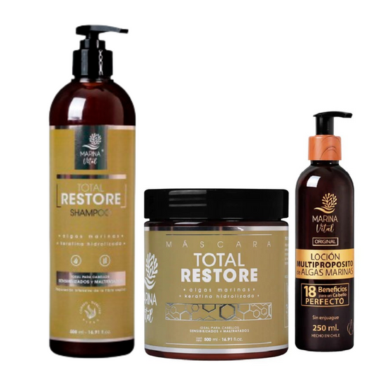 Shampo y Mascara Restauradora + Loción Multipro Marina Vital