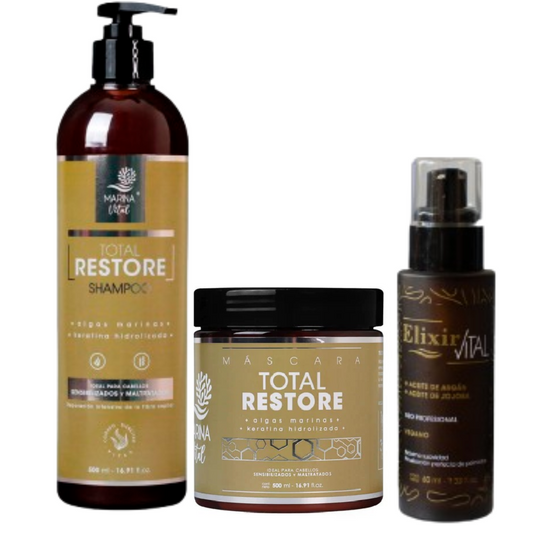 Shampoo, Mascara Restauradora y Serum Elixir