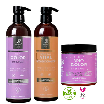 Shampoo-Máscara Briocolor-Acondicionador Marina Vital