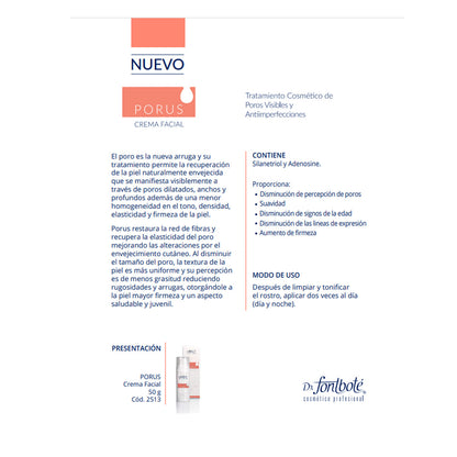 Crema Facial Porus para poros visibles y Antimperfecciones