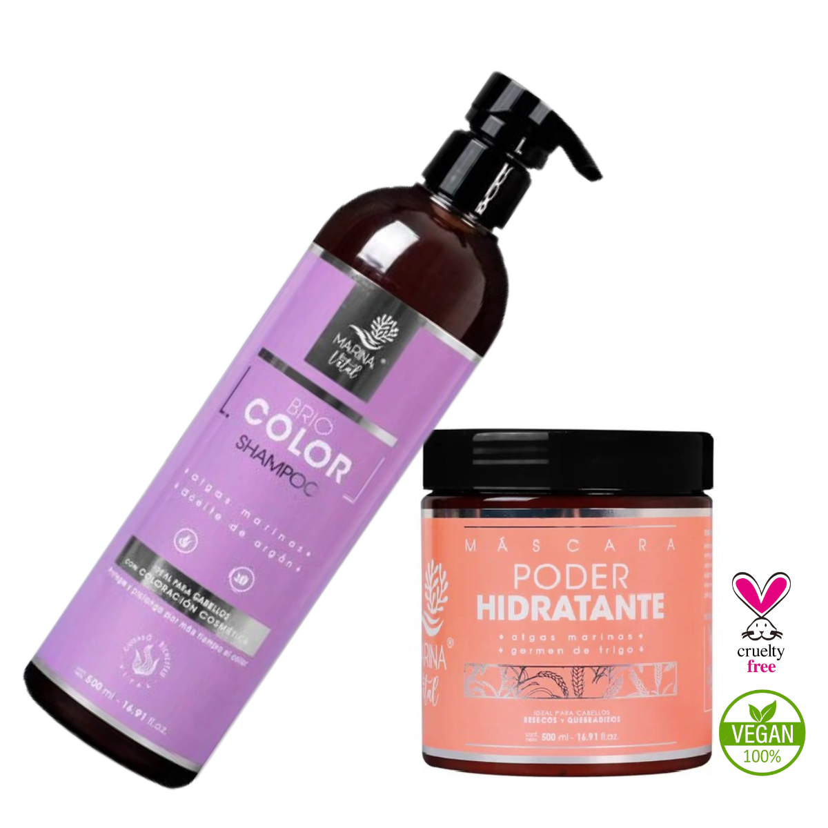 Shampoo Briocolor y Mascara Poder Hidratante Marina Vital