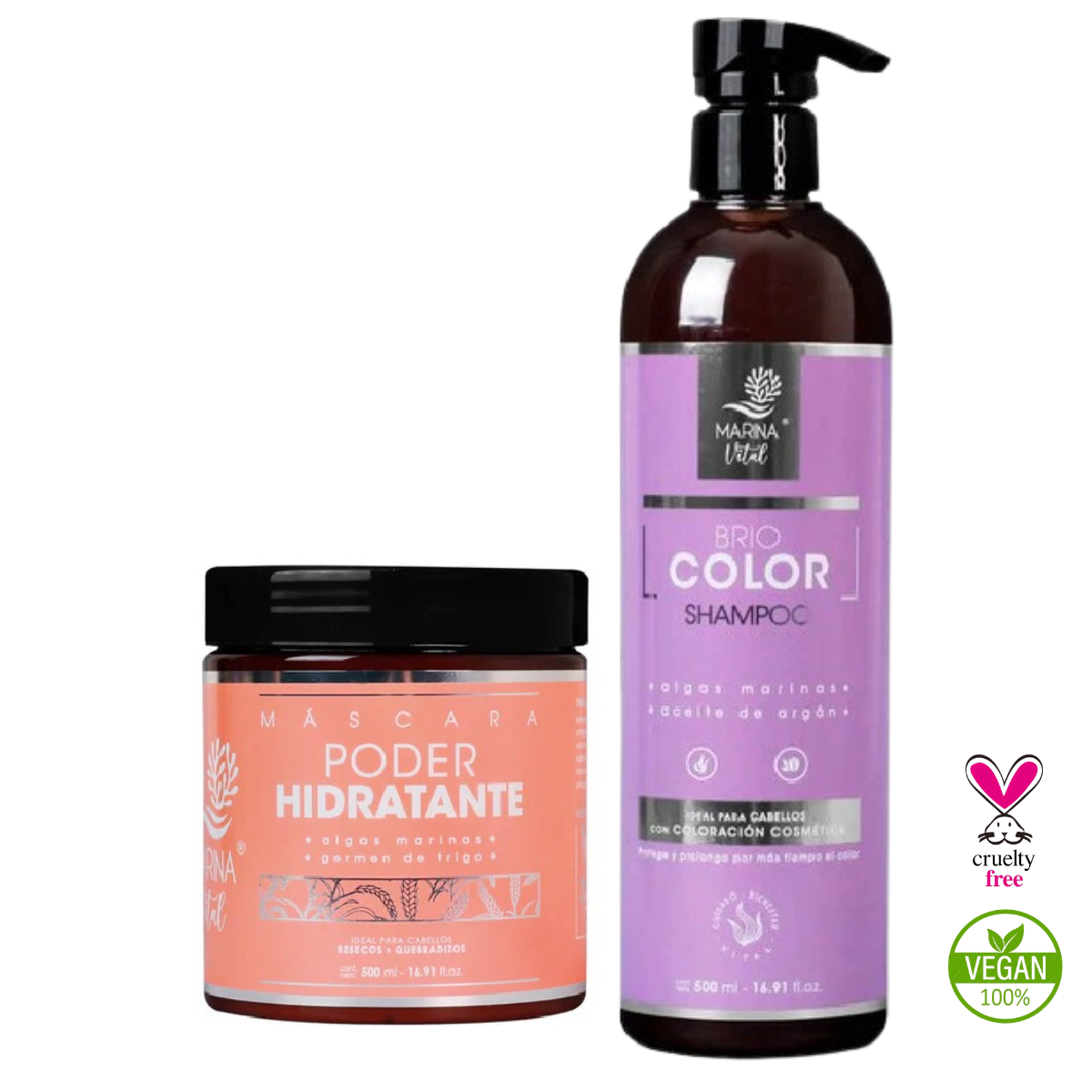 Shampoo Briocolor y Mascara Poder Hidratante Marina Vital