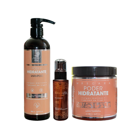 Shampoo Mascara Poder Hidratante y Serum Marina Vital