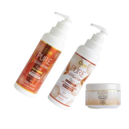 Shampoo + Acondicionador Cloe Pure Sensation Repair + Mascara Magic Repair Cream Rouve