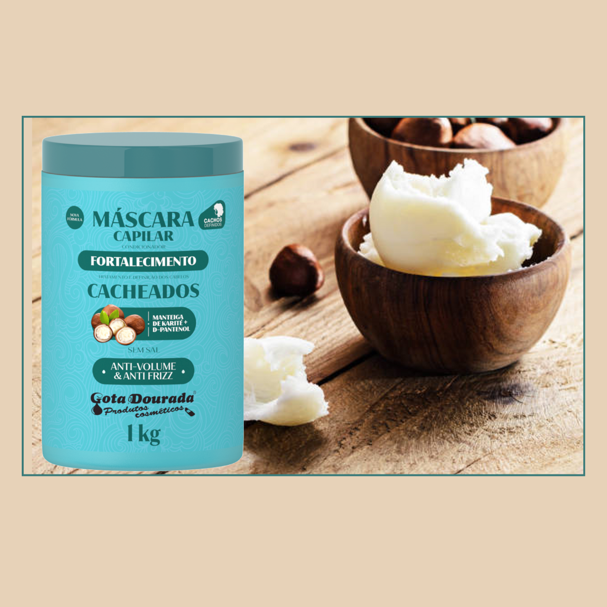 Máscara Fortalecedor Para Cabello Rizado 1 Kg Gota Dorada