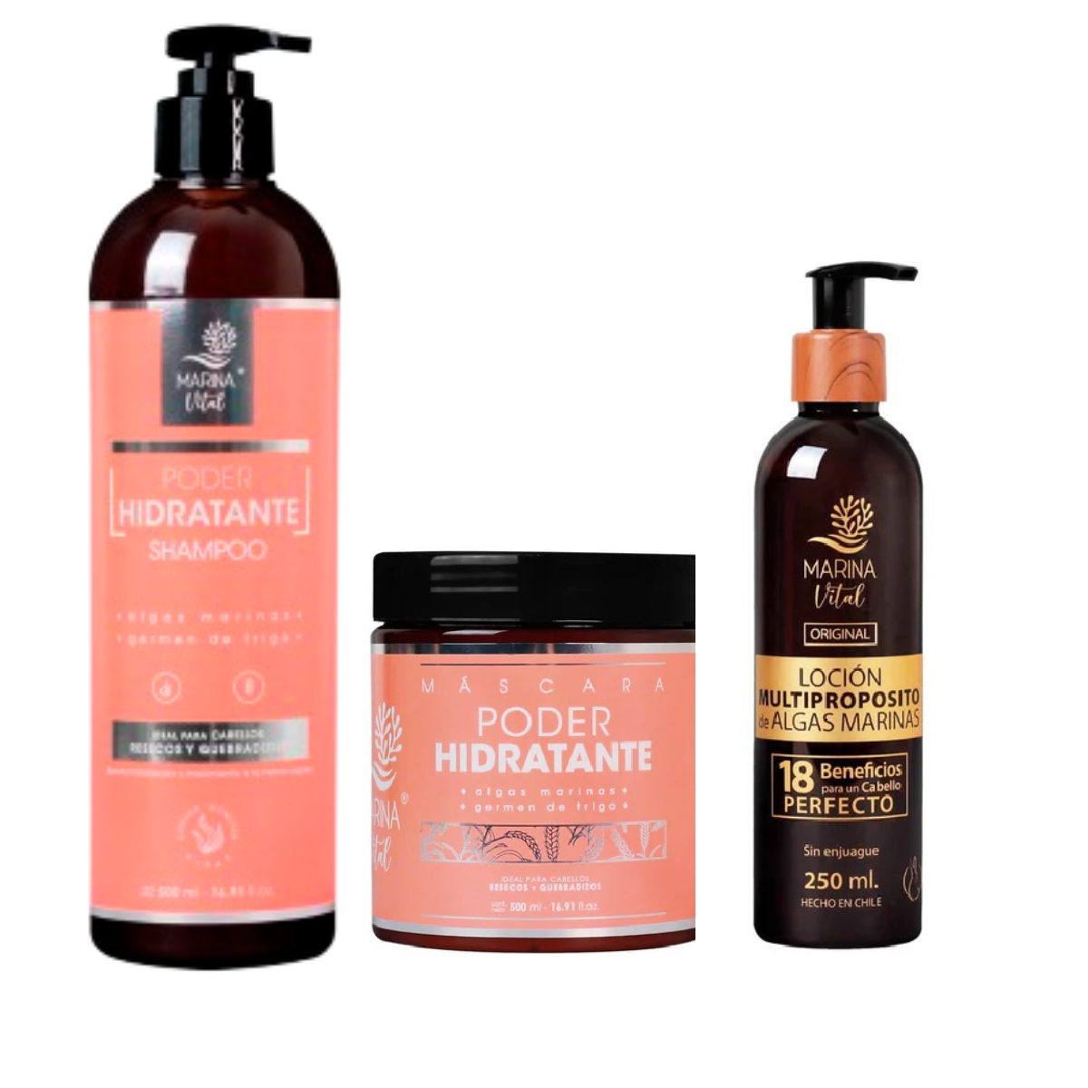 Shampoo y Mascara Poder Hidratante+Locion Multiproposito