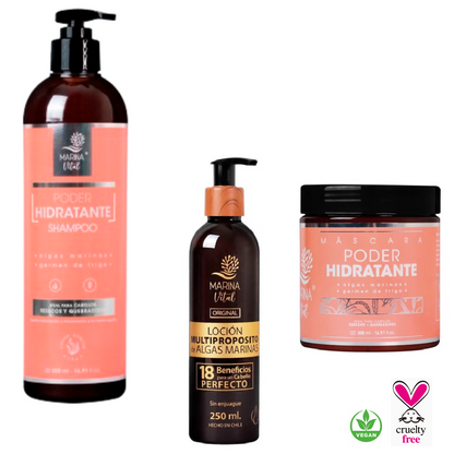 Shampoo y Mascara Poder Hidratante+Locion Multiproposito