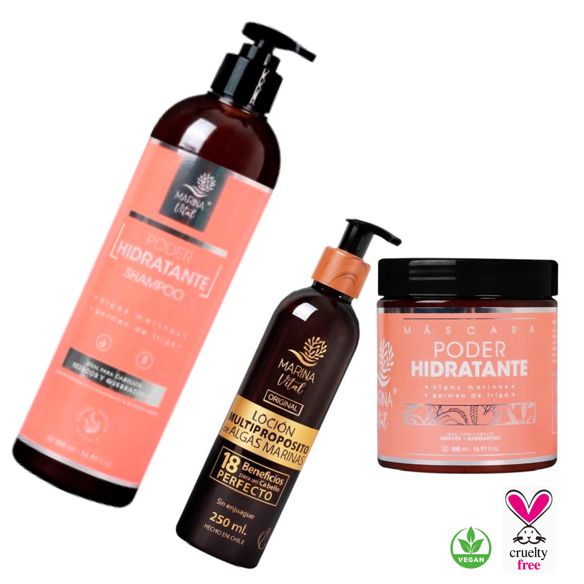 Shampoo y Mascara Poder Hidratante+Locion Multiproposito