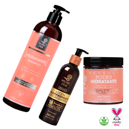 Shampoo y Mascara Poder Hidratante+Locion Multiproposito