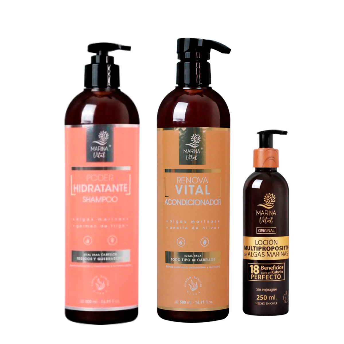 Shampoo Poder Hidratante y Acondicionador + Locion Multi