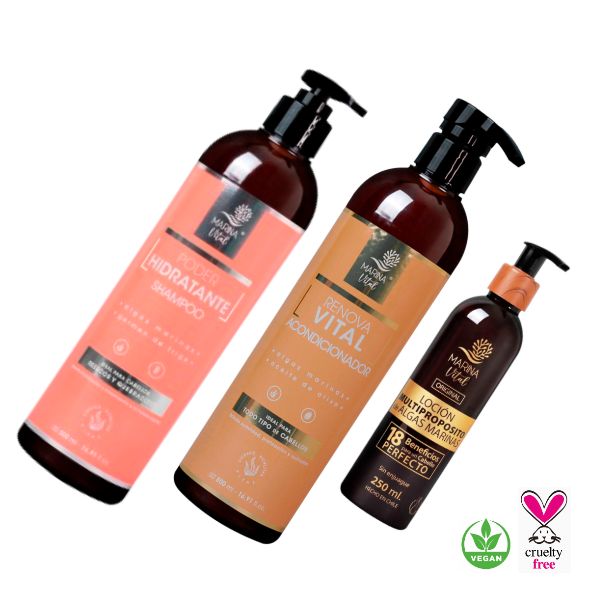 Shampoo Poder Hidratante y Acondicionador + Locion Multi