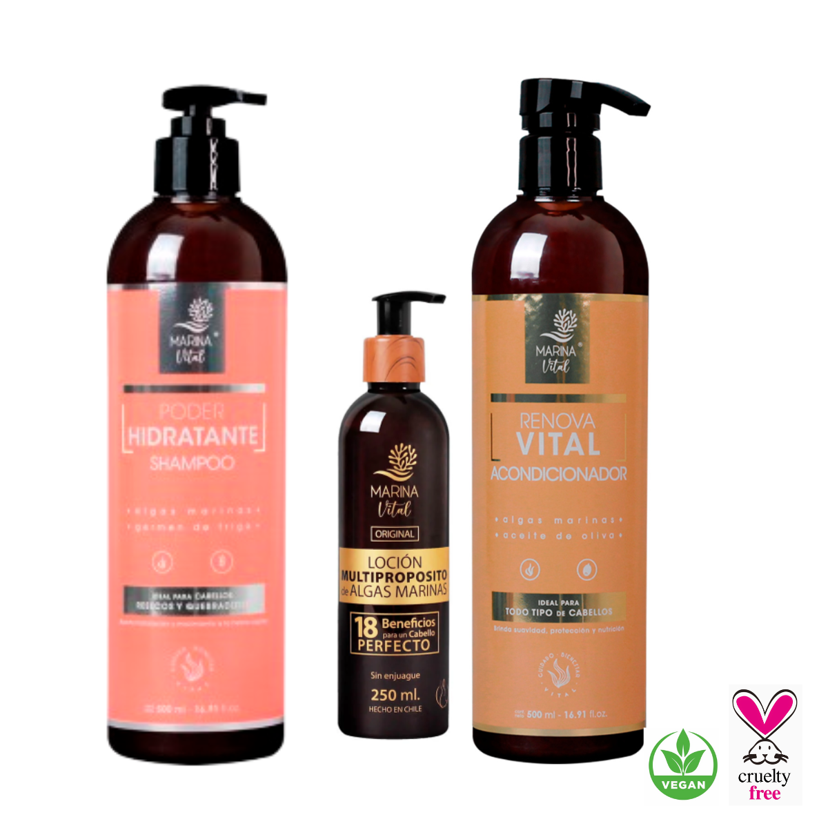 Shampoo Poder Hidratante y Acondicionador + Locion Multi