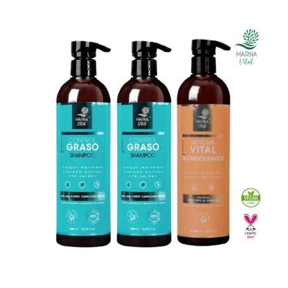 Shampoo Control Graso 2 U más Acondicionador 1 Marina Vital