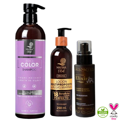Shampoo Briocolor y Serum+Locion Multiproposito Marina Vital