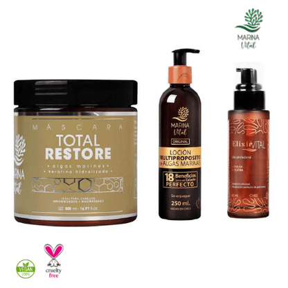 Mascara Restauradora Locion Mutiproposito y Serum Marina Vital