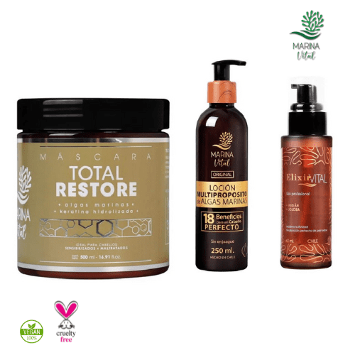 Mascara Restauradora Locion Mutiproposito y Serum Marina Vital