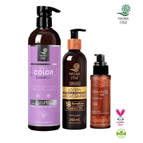 Shampoo Briocolor Locion Multiproposito y Serum Marina Vital
