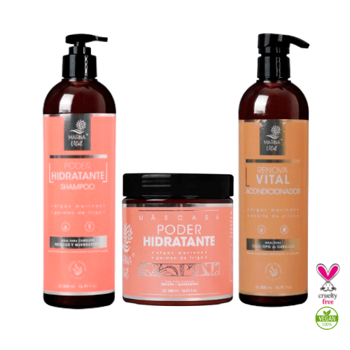 Shampoo y Mascara Poder Hidratante más Acondicionador Marina Vital