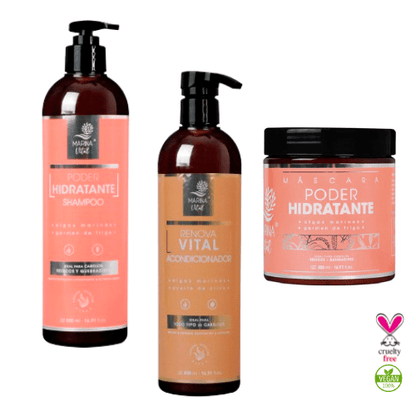 Shampoo y Mascara Poder Hidratante más Acondicionador Marina Vital