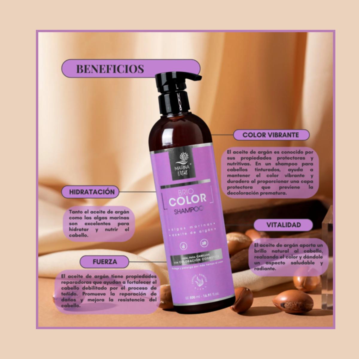 Shampoo 500 ml  y Máscara Briocolor 200 ml Marina Vital