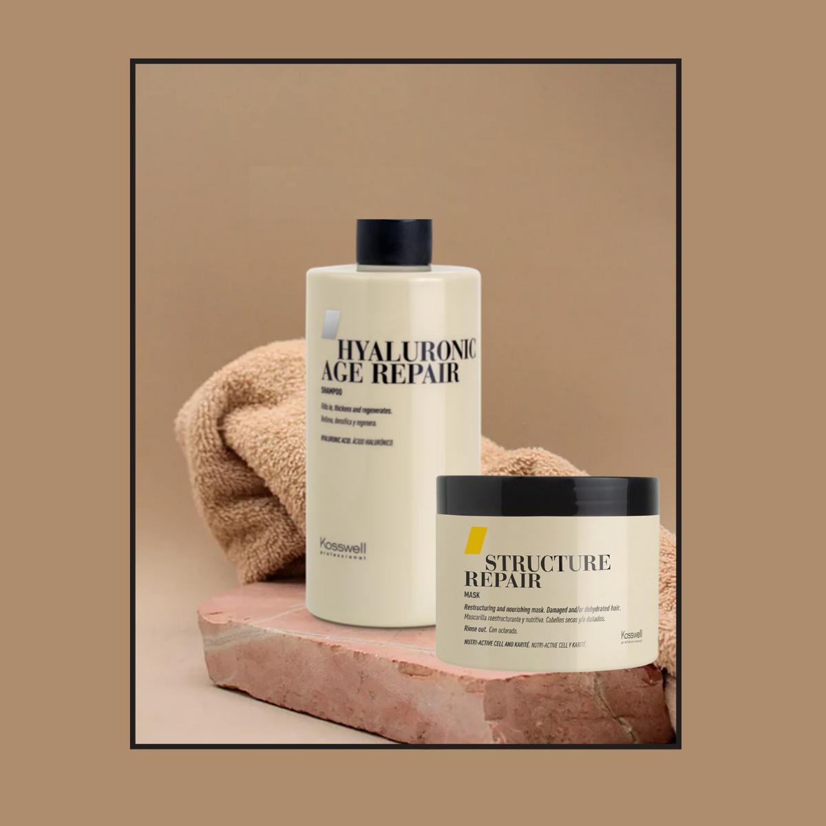 Kosswell Shampoo Hyaluronic Age Repair  y Máscara Structure