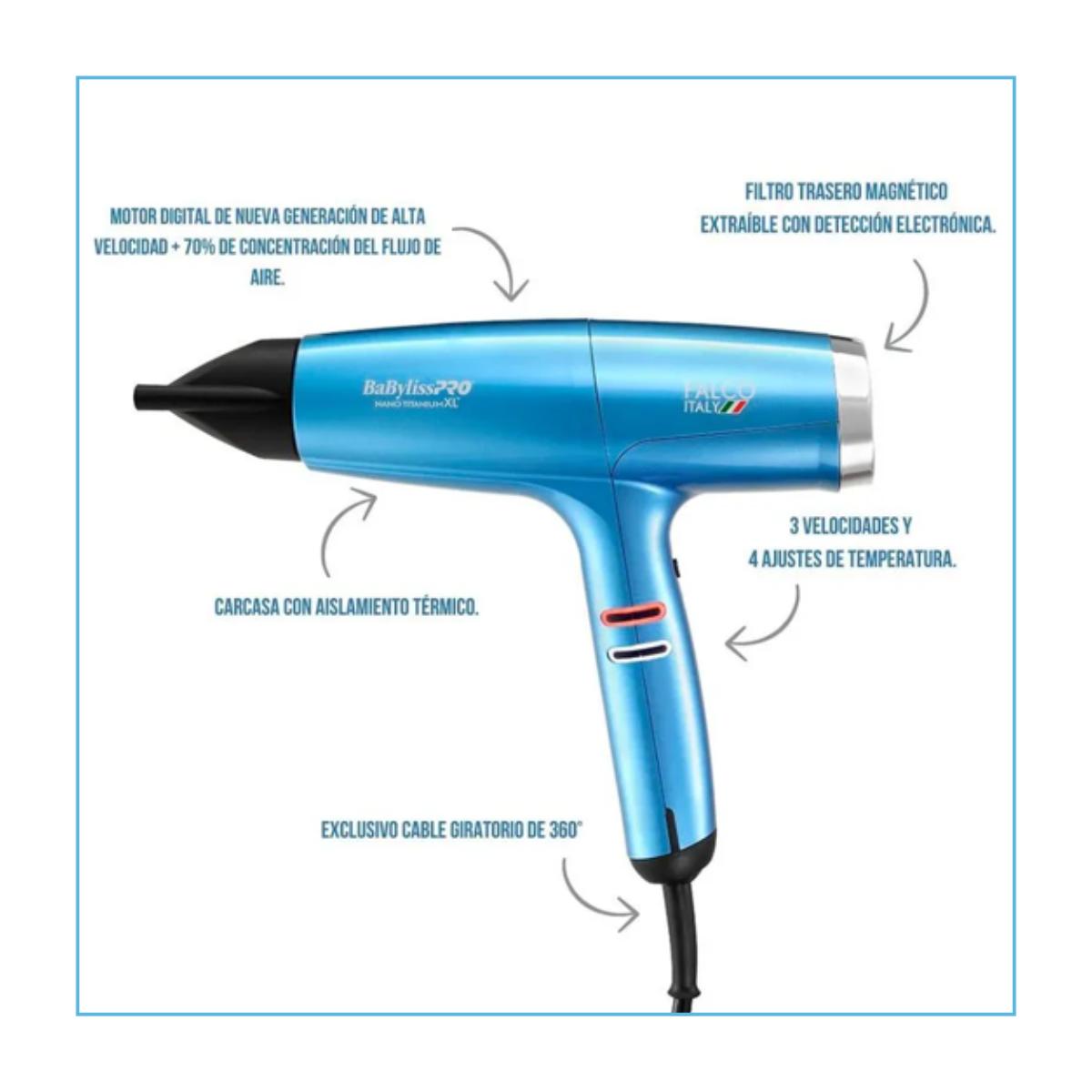 Secador Babylisspro Nano Titanium Xl Bnt8550uz Falco