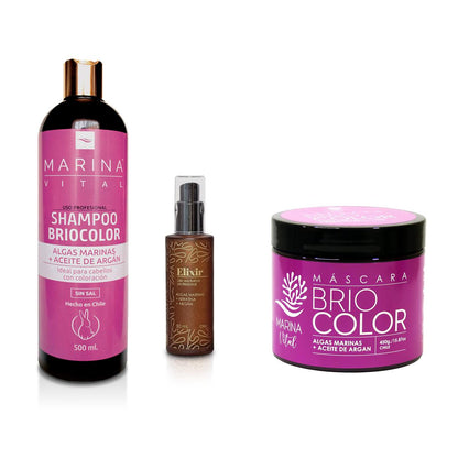 Shampoo, Mascara Briocolor y Serum Elixir