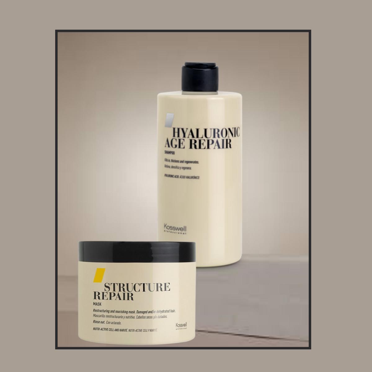 Kosswell Shampoo Hyaluronic Age Repair  y Máscara Structure