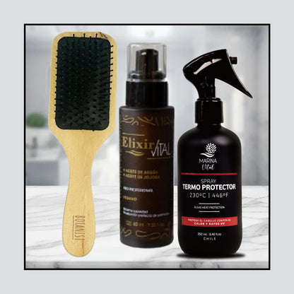 Marina Vital Termoprotector, Serum Elixir + Cepillo Bamboo