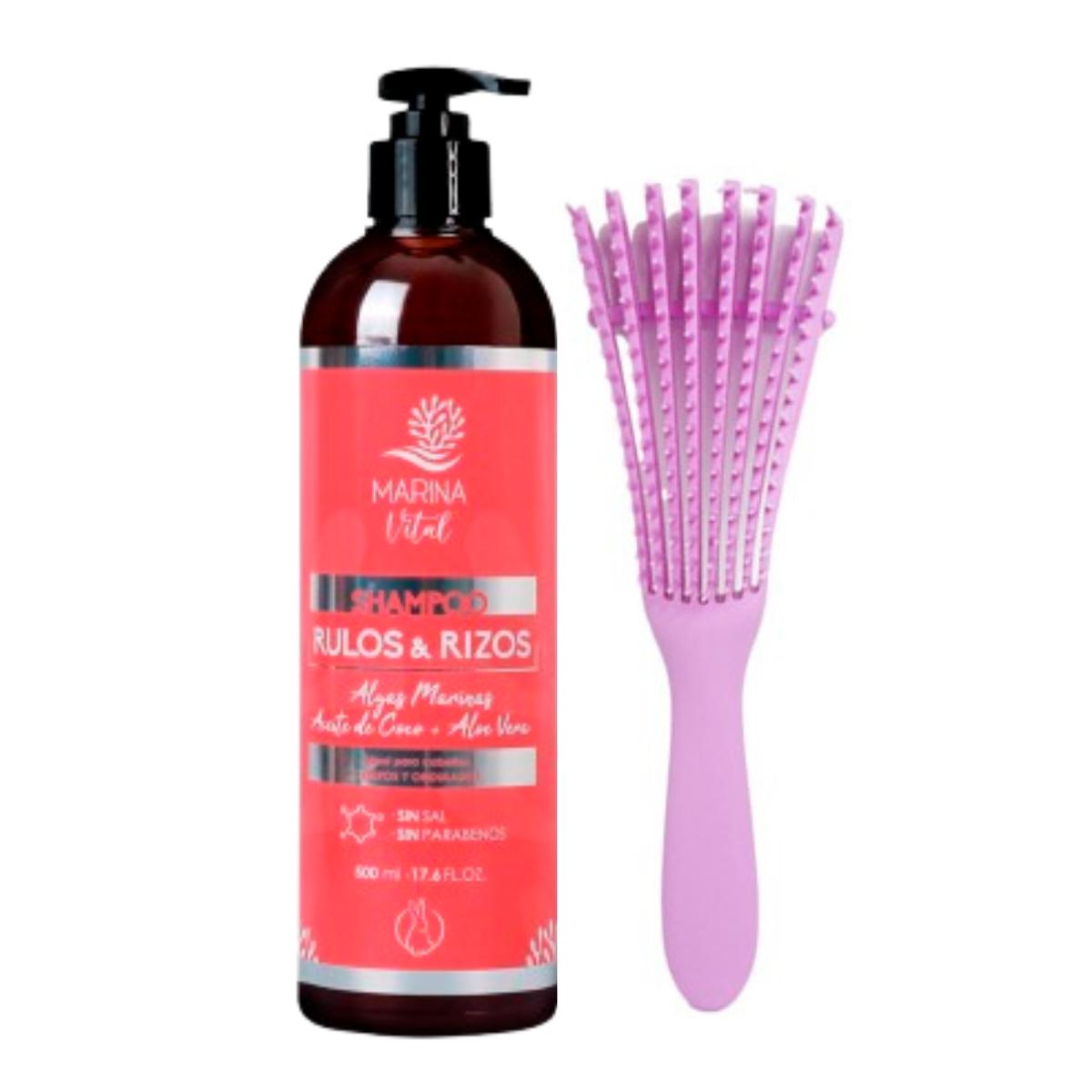 Shampoo Rulos Y Rizos Marina Vital + Cepillo Cabello Rizado