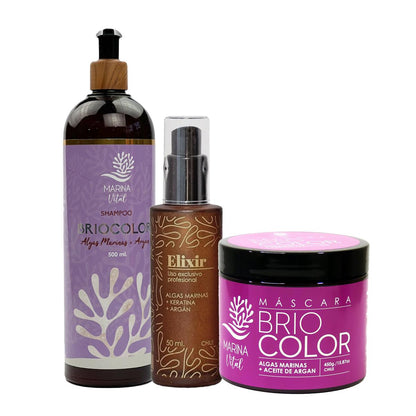 Shampoo, Mascara Briocolor y Serum Elixir